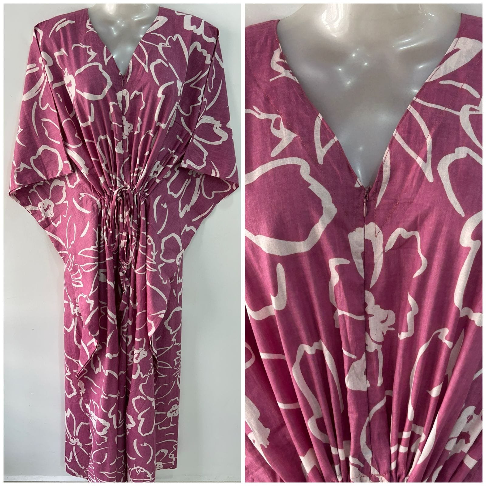 Lavender shade Big Flower Outliner Print Cotton Maternity Kaftan