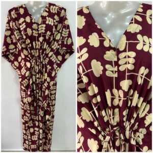 Mehroon Shade Figure Print Cotton Maternity Kaftan