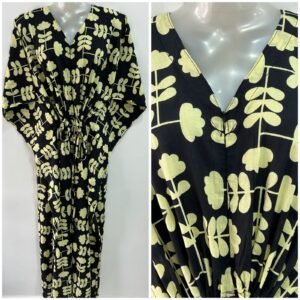 Black Shade Figure Print Cotton Maternity Kaftan