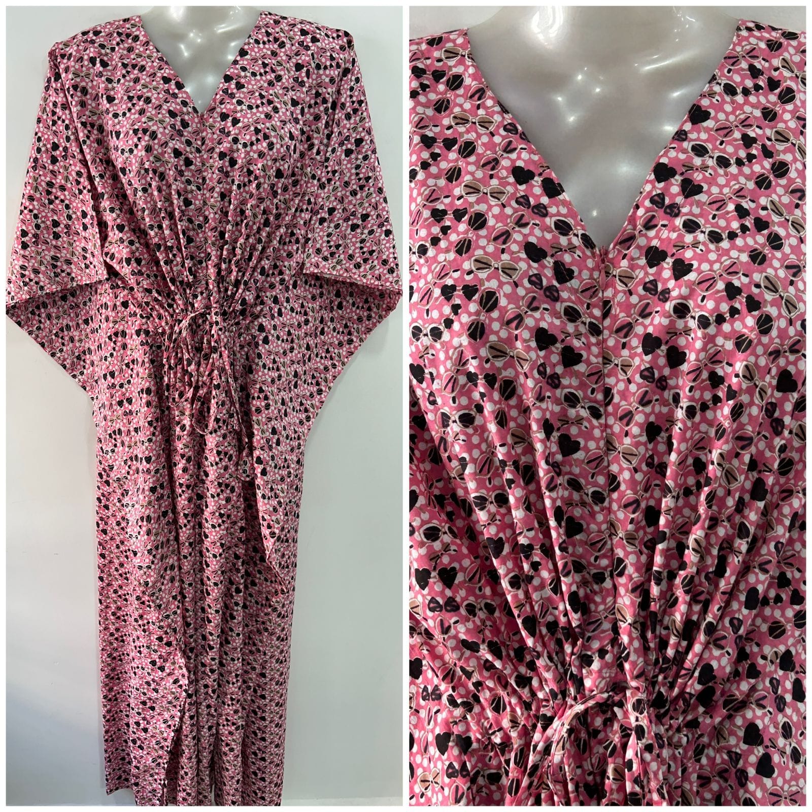 Pink shade Cute Shades Print Cotton Maternity Nursing Kaftan