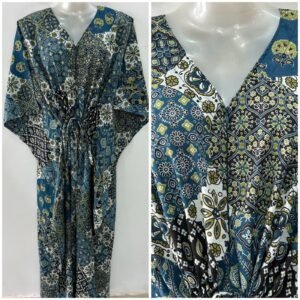 Blue-Black Jaipuri Print Cotton Maternity Kaftan