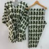 Single Green Leafy Print Cotton Maternity Kaftan Co-Ord Set
