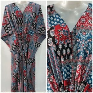 Blue Black Rajasthani Print Cotton Maternity Kaftan