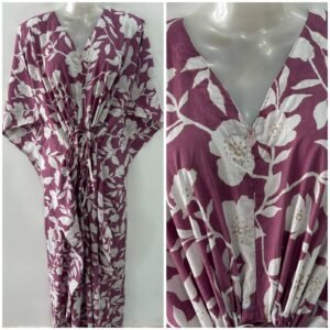 Purple shade Orchid flower Print Cotton Maternity Kaftan