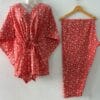 Peach Shade Small Tiny Flower Print Cotton Maternity Kaftan Co-Ord Set