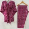 Pink Shade Purple Geometrical Print Cotton Maternity Kaftan Co-Ord Set