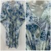Blue Grey Shaded Flower Outliner Print Cotton Mid-Length Maternity Kaftan Dress