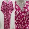 Pink Shade Autumn Leafy Print Cotton Maternity Kaftan