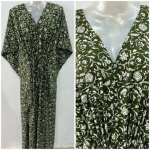 Green shade Flowery Jungle Print Rayon Maternity Kaftan