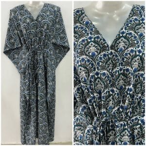 Blue shade Bohemian Print Cotton Maternity Kaftan