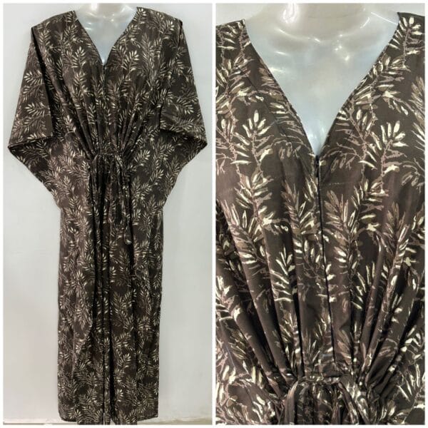 Wood shade Pine Leafy Print Cotton Maternity Kaftan