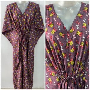 Slate Purple Shade Minnie Mouse Print Cotton Maternity Kaftan