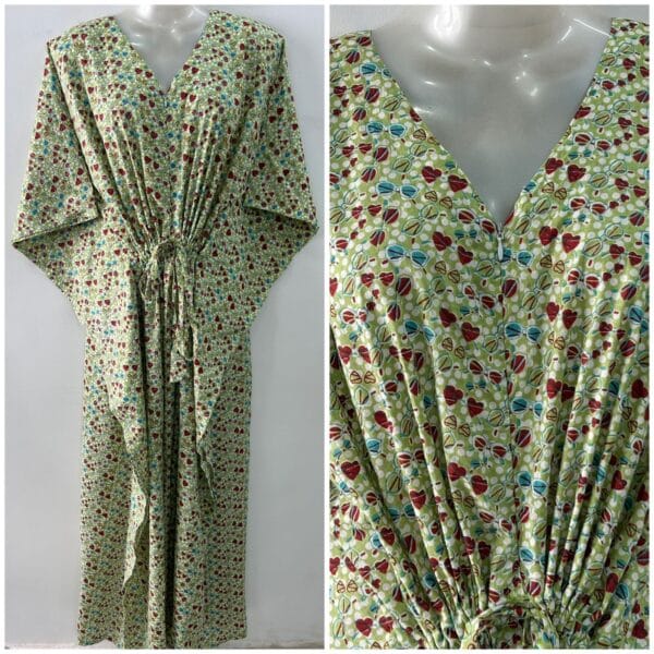 Green Shade Cute Shades Print Cotton Maternity Kaftan