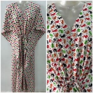 Red-Black Rabbit Print Cotton Maternity Kaftan