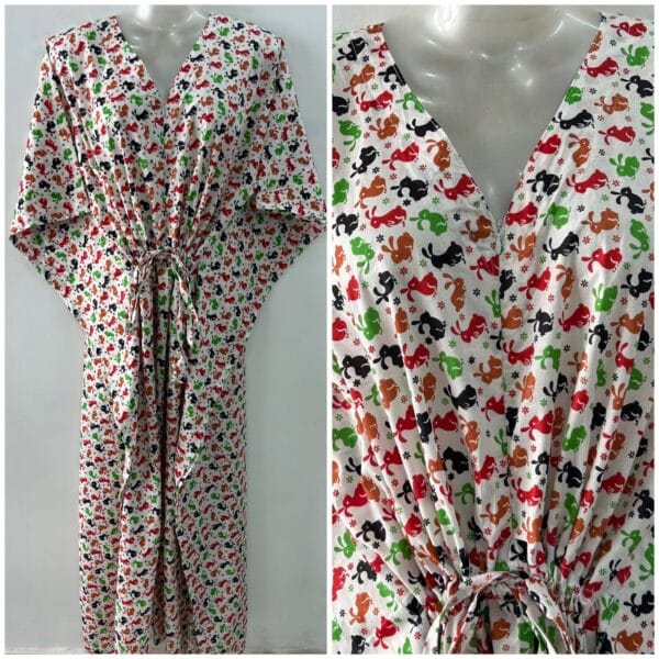 Red-Black Rabbit Print Cotton Maternity Kaftan