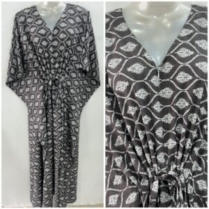 Grey shade White Maharaja Print Rayon Maternity Kaftan