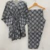 Black Dotted Bunch Flower Block Print Cotton Maternity Kaftan Co-Ord Set