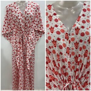 Peach shade Rocket Print Cotton Maternity Kaftan