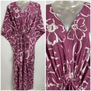 Lavender shade Big Flower Outliner Print Cotton Maternity Kaftan