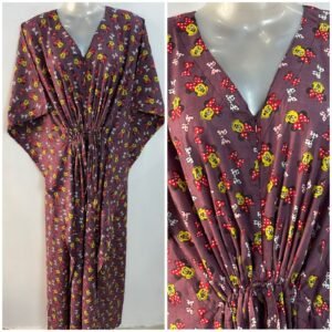 Slate Plum Shade Minnie Mouse Print Cotton Maternity Kaftan