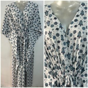 Slate Grey Black Rocket Print Cotton Maternity Kaftan