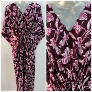 Plum Shade Seasoning Flower Print Cotton Maternity Kaftan