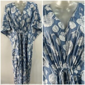 Slate Blue shade Cotton Flower Print Cotton Maternity Kaftan