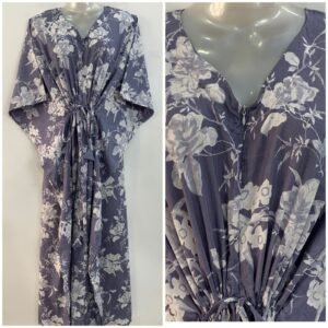 Pastel Blue shade Flower Bunch Print Cotton Maternity Kaftan
