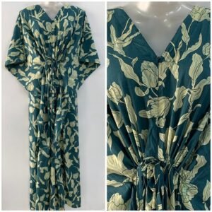 Slate Green shade Tulip Print Cotton Maternity Kaftan