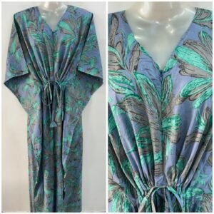 Slate Blue shade Grey Big Tulip Print Cotton Maternity Kaftan