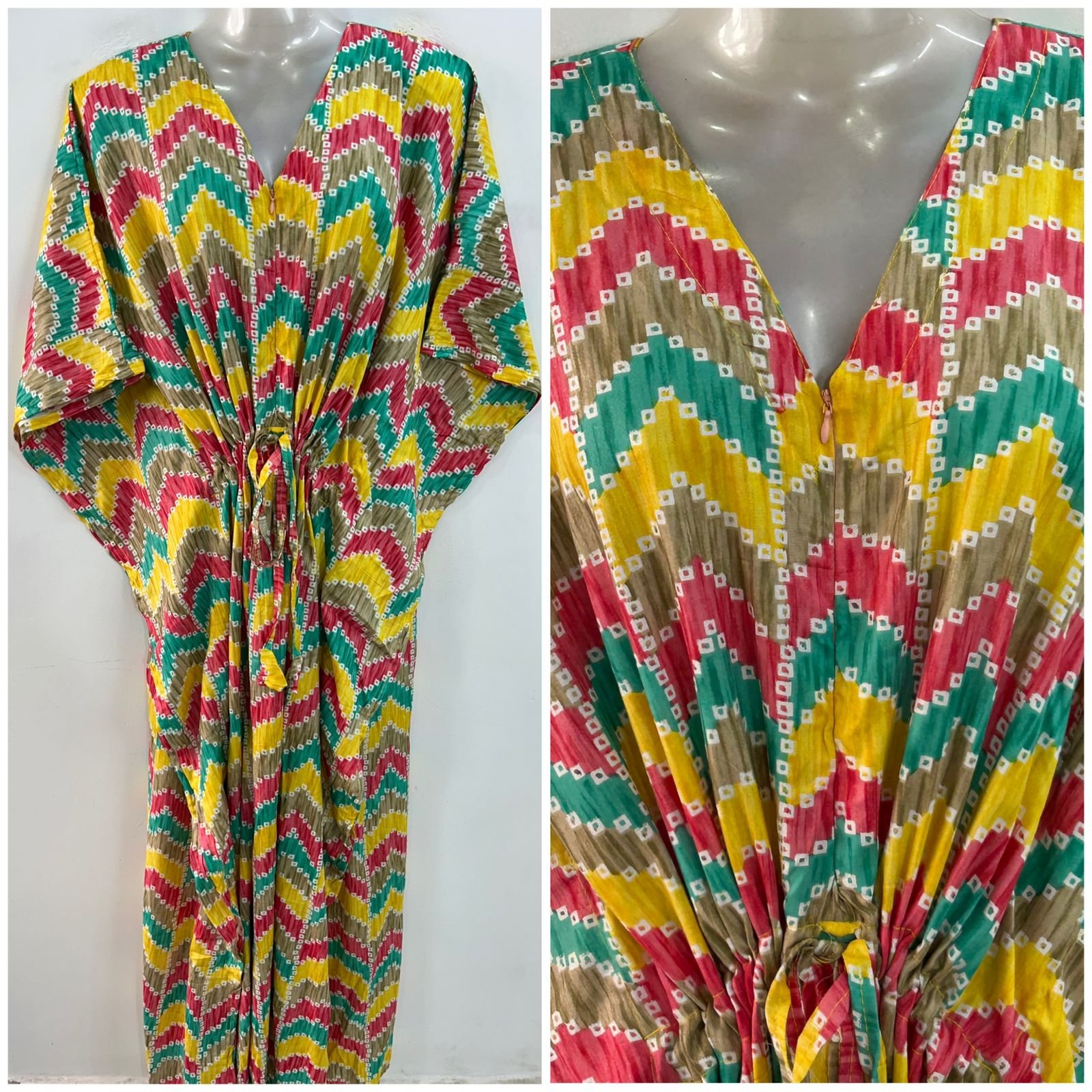 Multicolor Arrow Abstract Print Rayon Maternity Kaftan