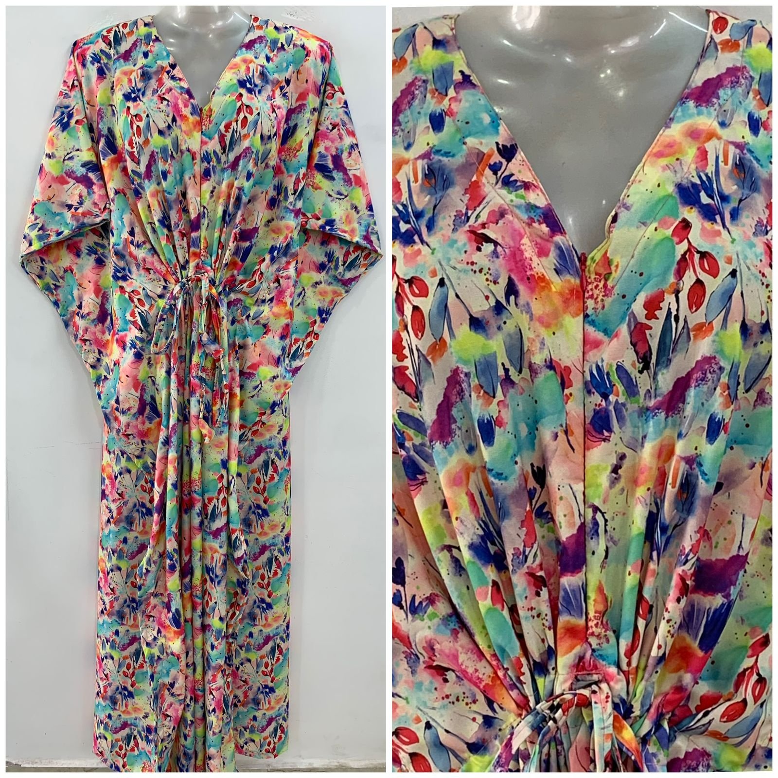 Multicolor Splash Print Maternity Kaftan