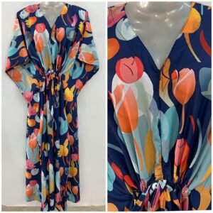 Navy Blue shade Midnight Tulip Print Maternity Kaftan