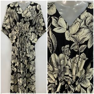 Black shade Big Bloom Flower Print Cotton Maternity Kaftan