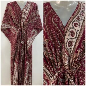 Mehroon shade Big Alp Kalamkari Print Cotton Maternity Kaftan