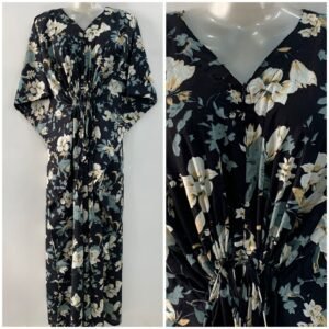 Black shade Japnese Flower Garden Print Cotton Maternity Kaftan