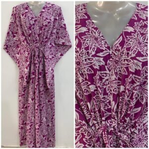 Purple Shade Star Flower Print Cotton Maternity Kaftan