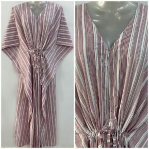 Purple Vertical Linning Print Cotton Maternity Kaftan