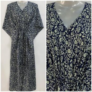 Indigo Shade Jungle Print Cotton Maternity Kaftan