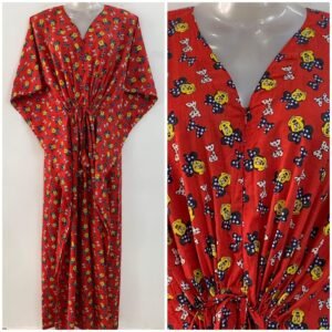 Red Shade Minnie Mouse Print Cotton Maternity Kaftan