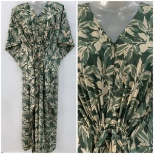 Slate Green shade Petal Print Cotton Maternity Kaftan