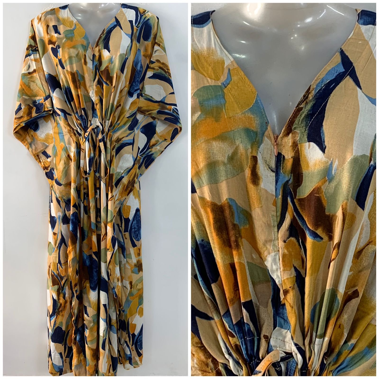 Yellow Watercolor shade Print Rayon Maternity Kaftan