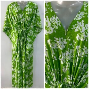Light Green shade Flower Bunch Print Rayon Maternity Kaftan