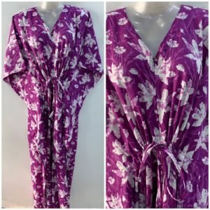 Purple Shade Seasoning Flower Print Cotton Maternity Kaftan