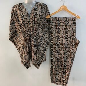Black Shade Boho Print Cotton Maternity Kaftan Co-Ord Set