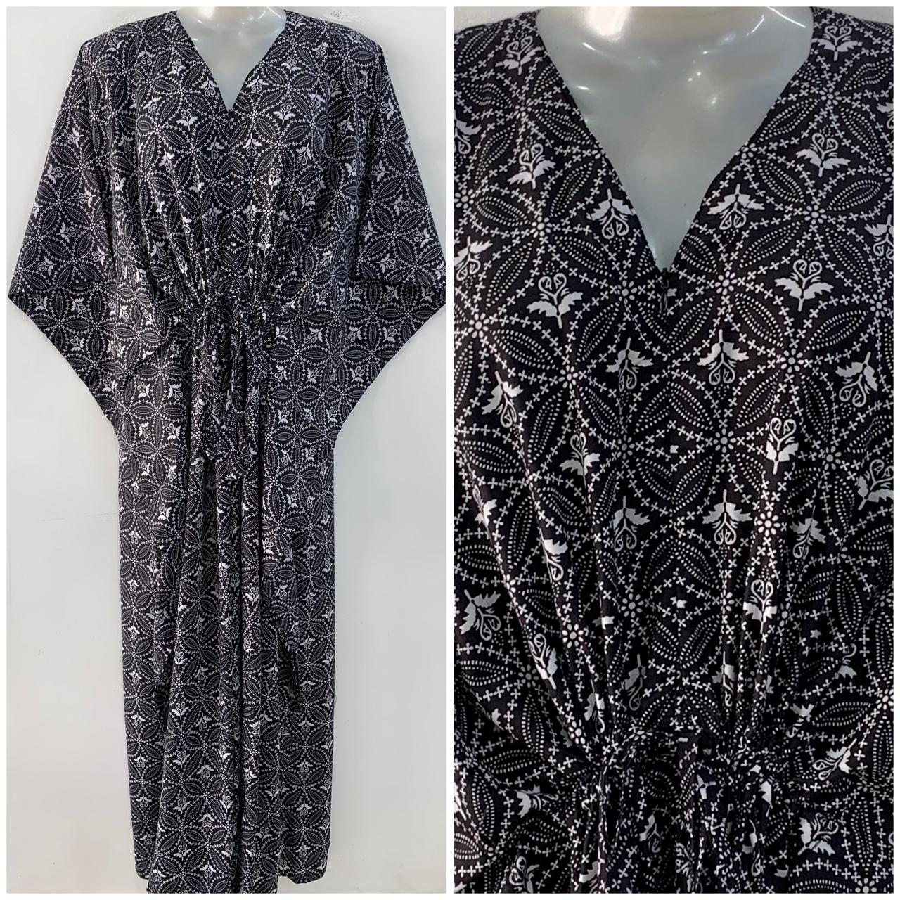 Black shade Geometrical Print Cotton Maternity Kaftan