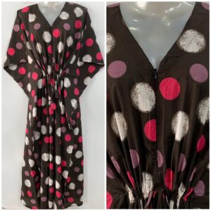 Black shade Big Polka Dots Print Cotton Maternity Nursing Kaftan