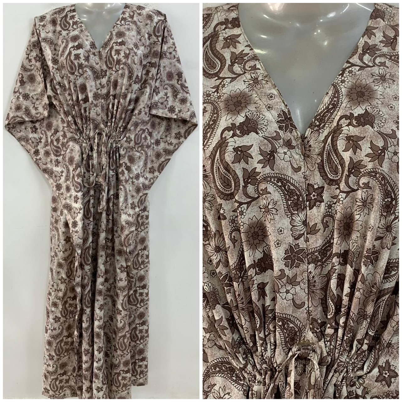 Brown shade Small Alp Flower Print Cotton Maternity Nursing Kaftan