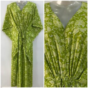 Light Green shade Bale Jungle Print Cotton Maternity Nursing Kaftan