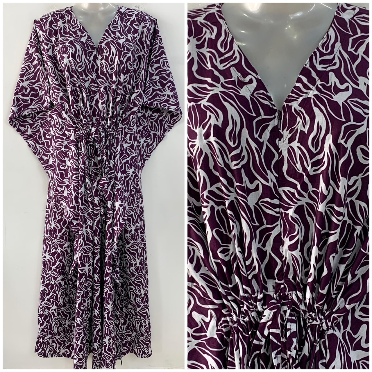 Purple shade Roots Print Cotton Maternity Nursing Kaftan